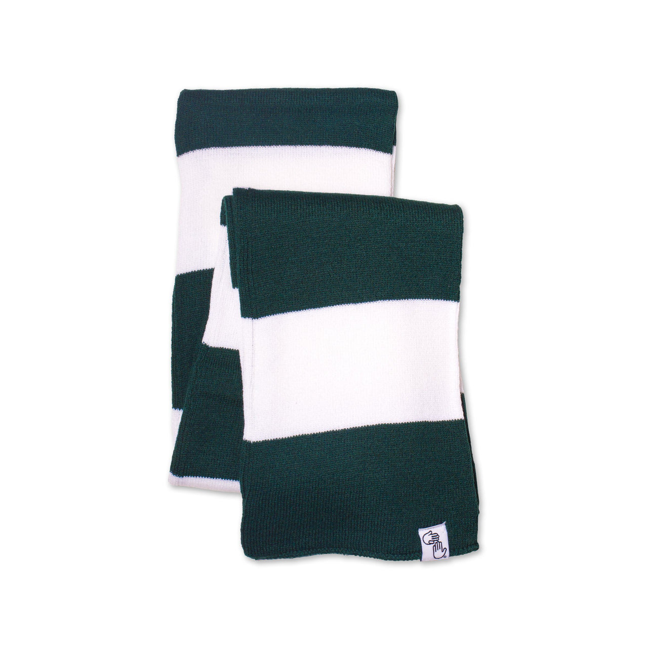 Striped Knit Scarf (Green & White)