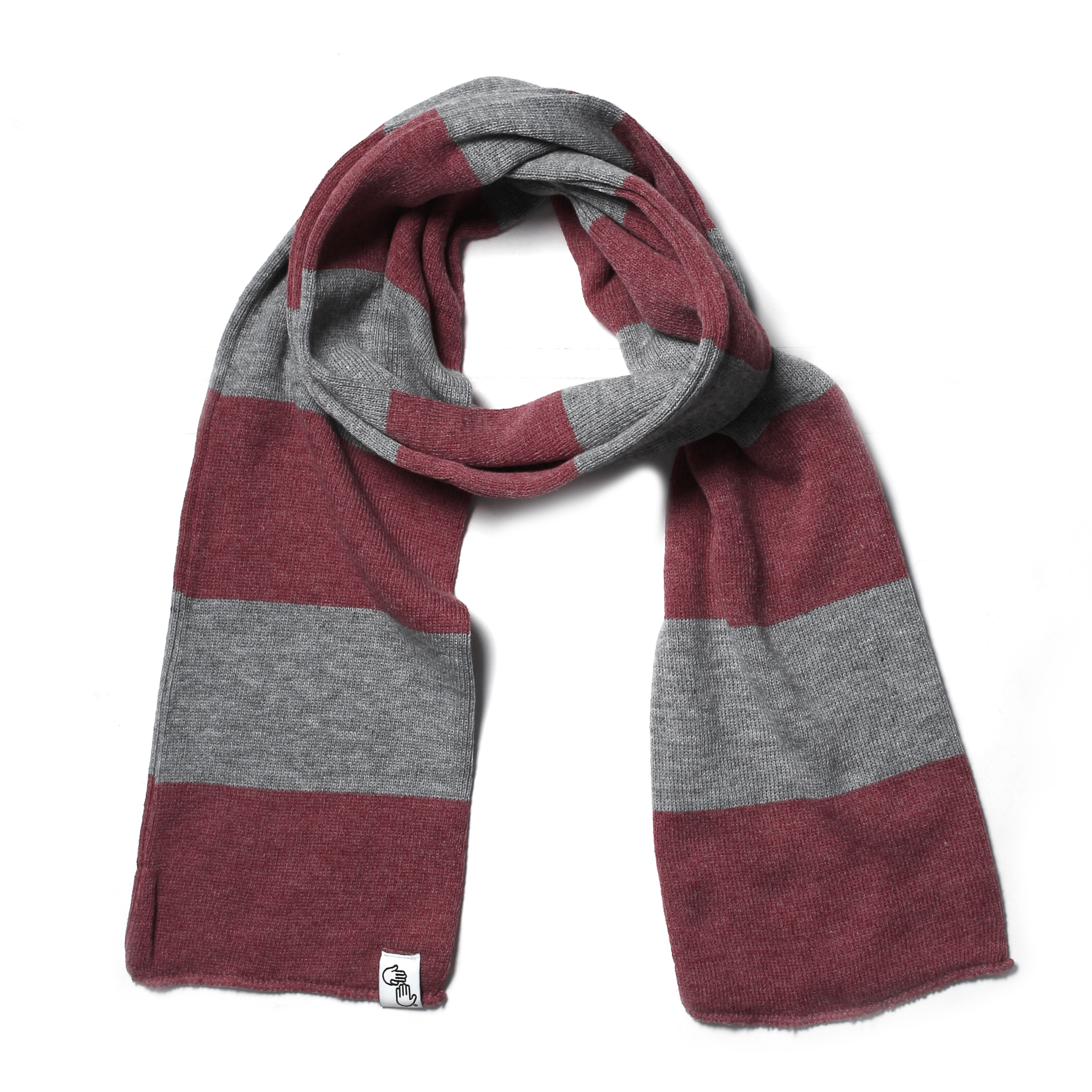 Striped Knit Scarf Heather Red Grey