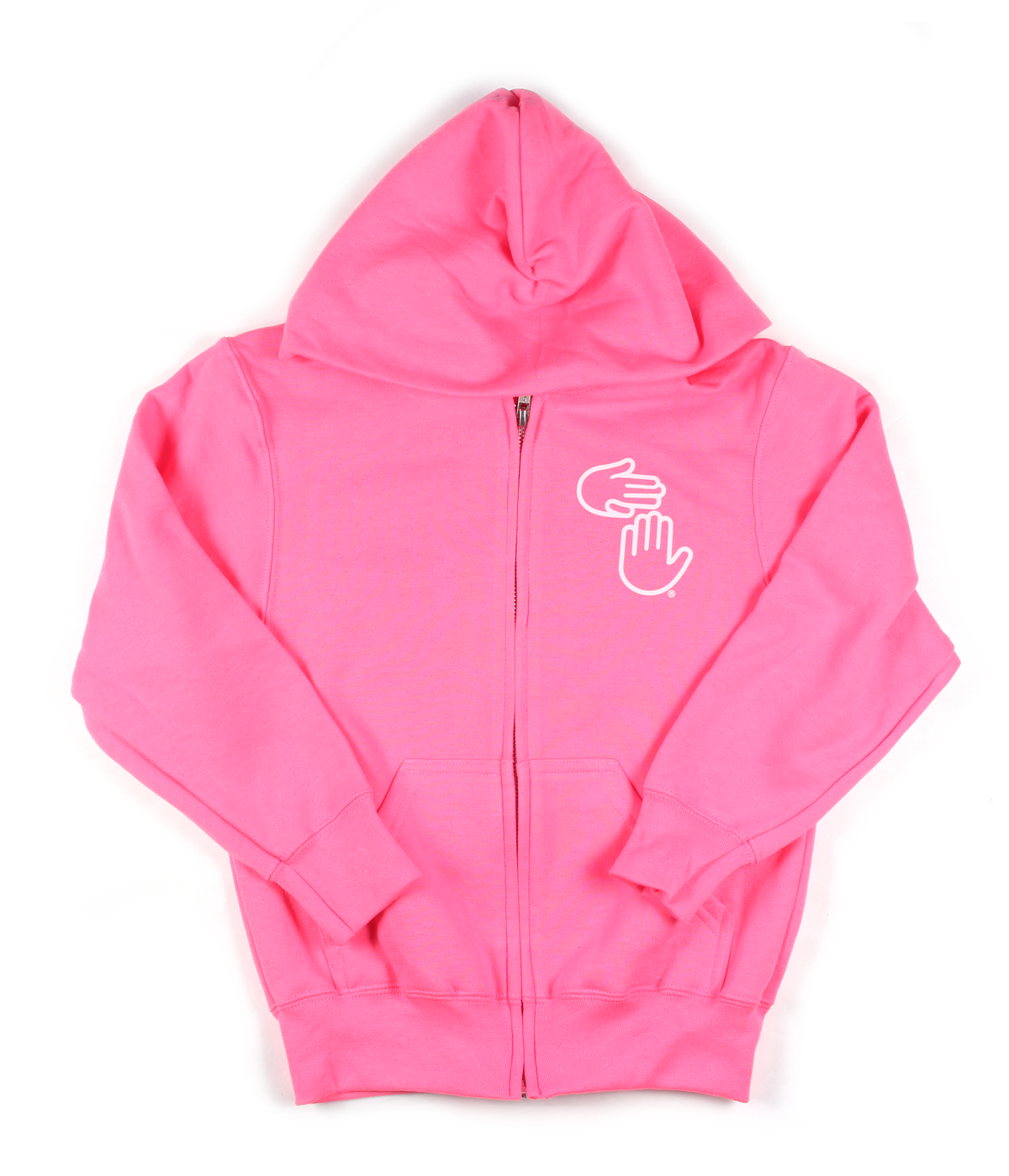 Michigan Hands Youth Zip Hoodie (Hot Pink)