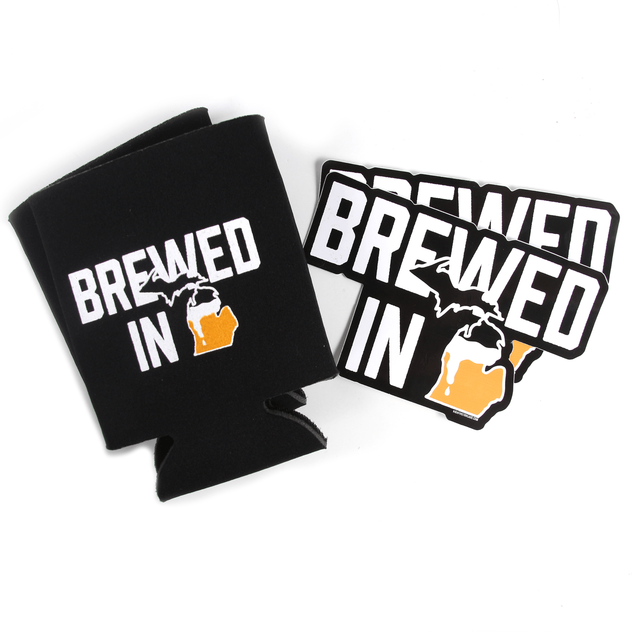 Brewed in Michigan Sticker and Can Hugger Bundle