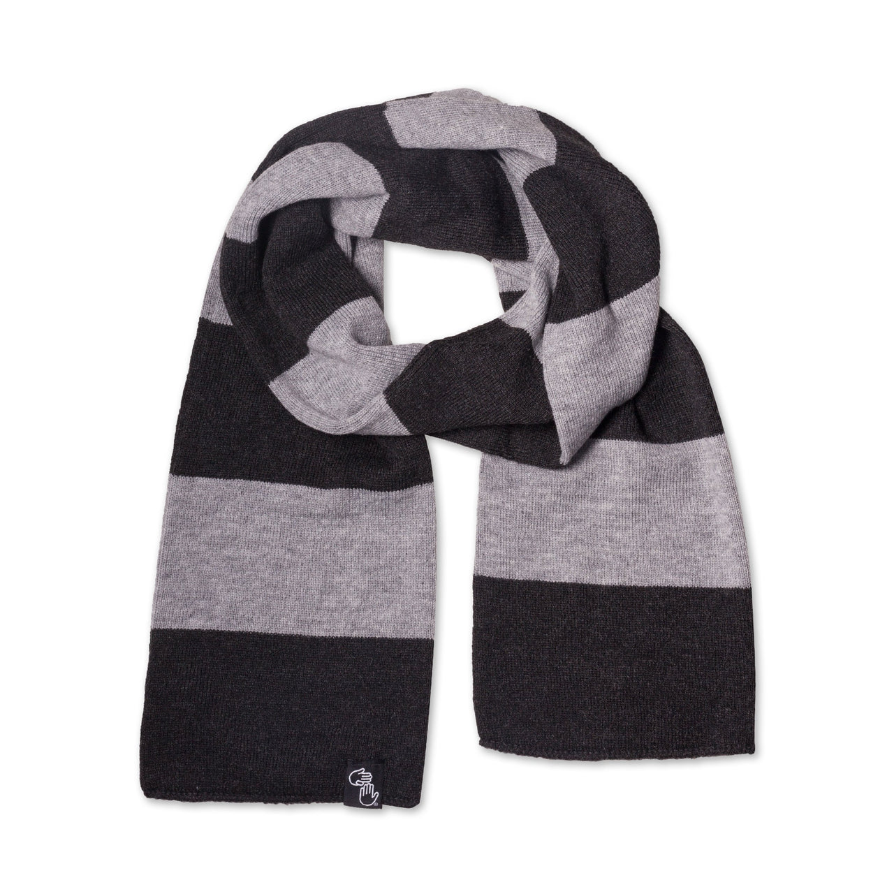 Striped Knit Scarf (Charcoal and Grey)