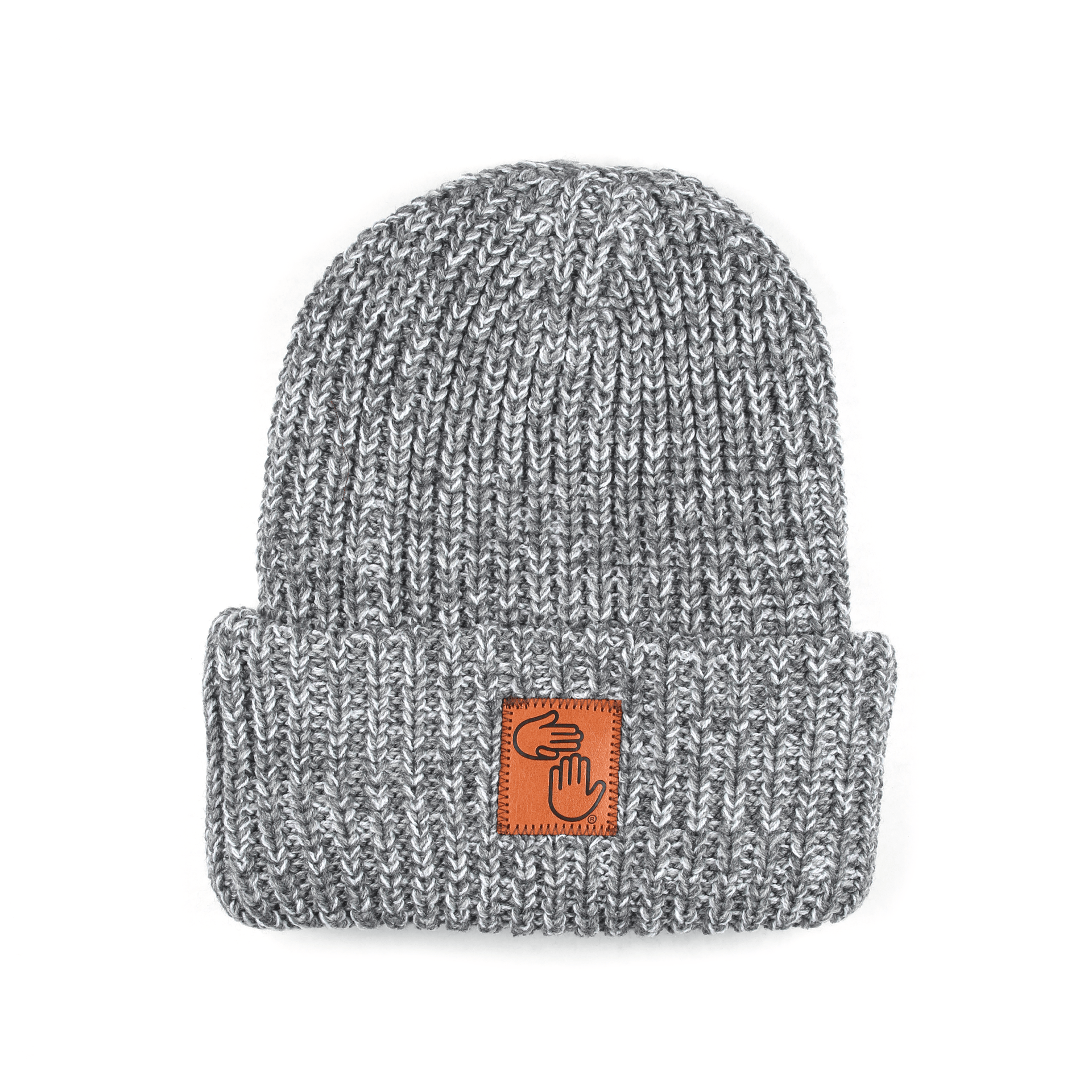 Chunky Knit Beanie Grey/White