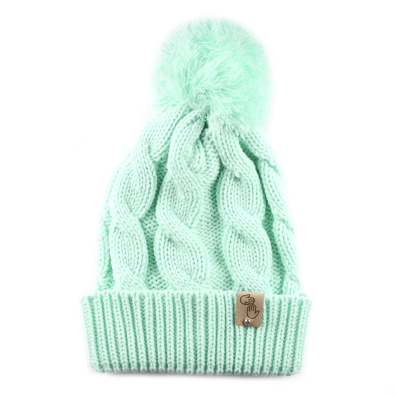 Chunky Pom Beanie (Light Seafoam)