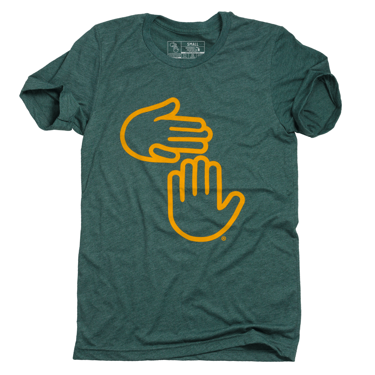 Michigan Hands Tee (Green and Gold)