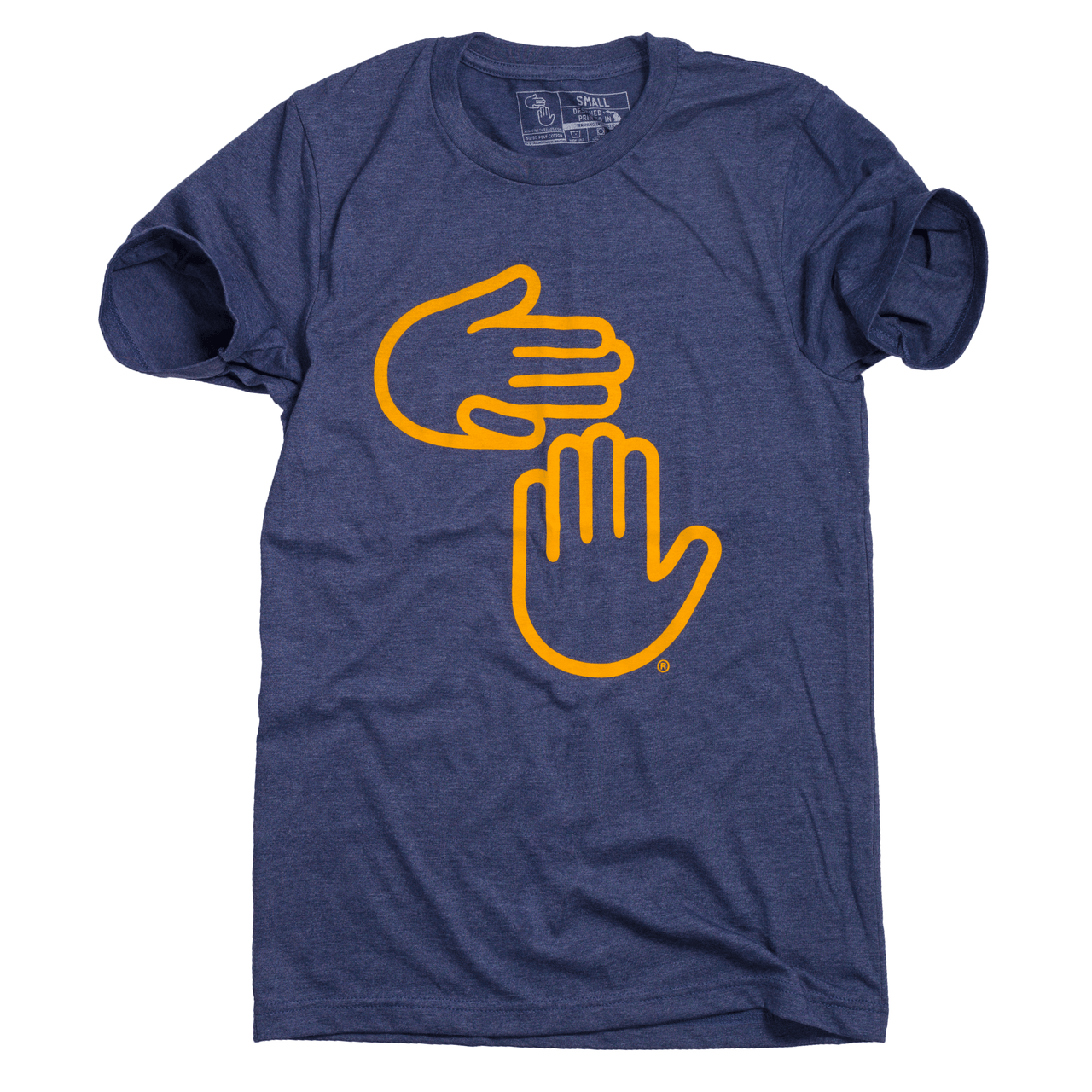 Michigan Hands Tee (Navy and Gold)
