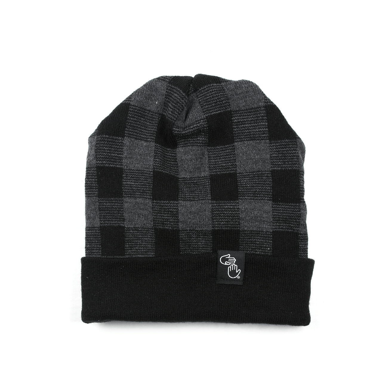 Plaid Knit Beanie (Black)