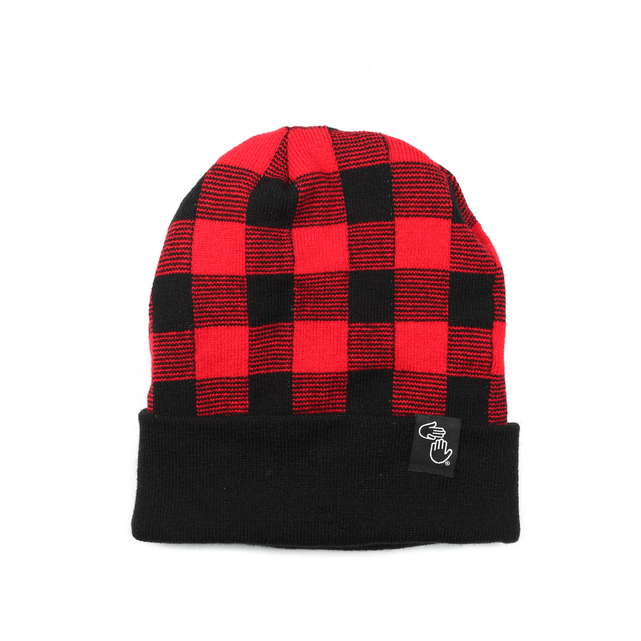 Plaid Knit Beanie (Red)