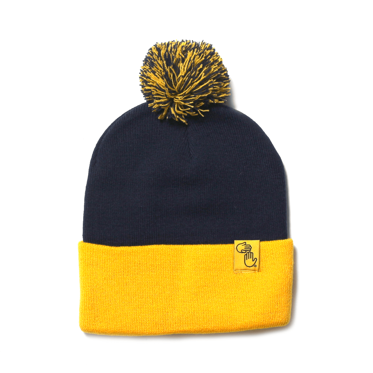 Pom Beanie (Navy and Gold)