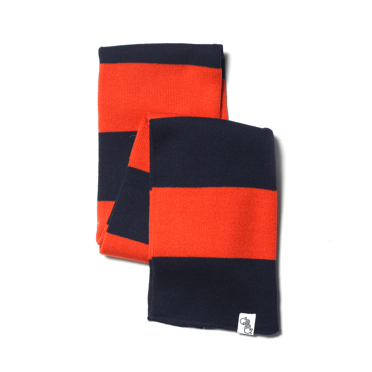 Striped Knit Scarf (Navy & Orange)