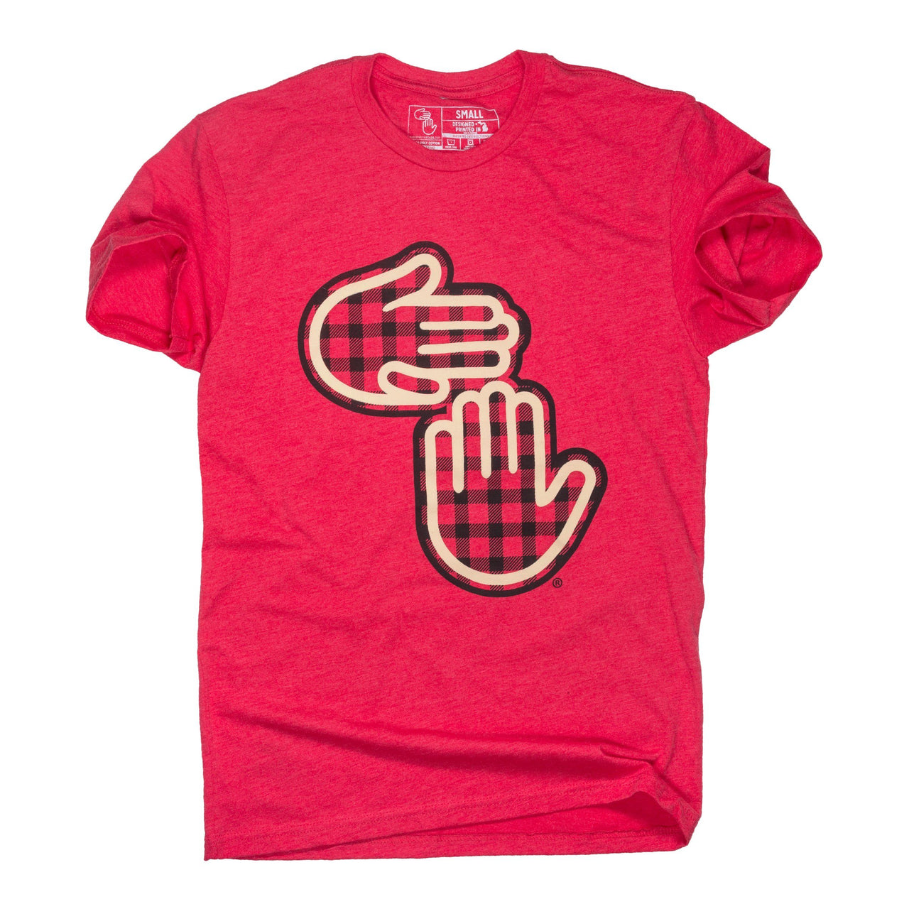 Michigan Hands Tee (Red Plaid)