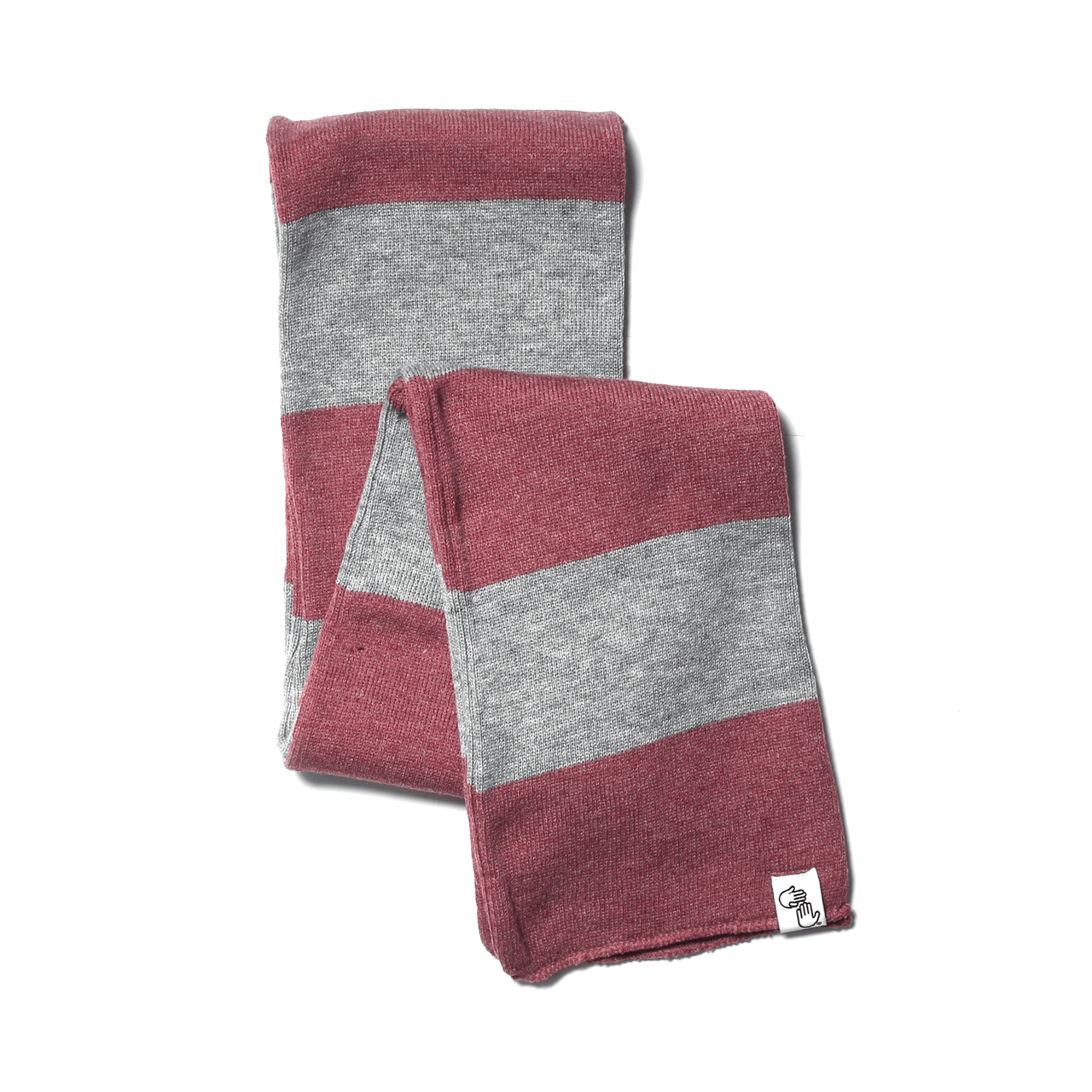 Striped Knit Scarf (Heather Red & Grey)