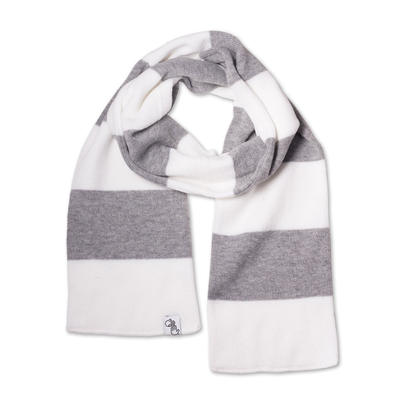 Striped Knit Scarf (White & Grey)