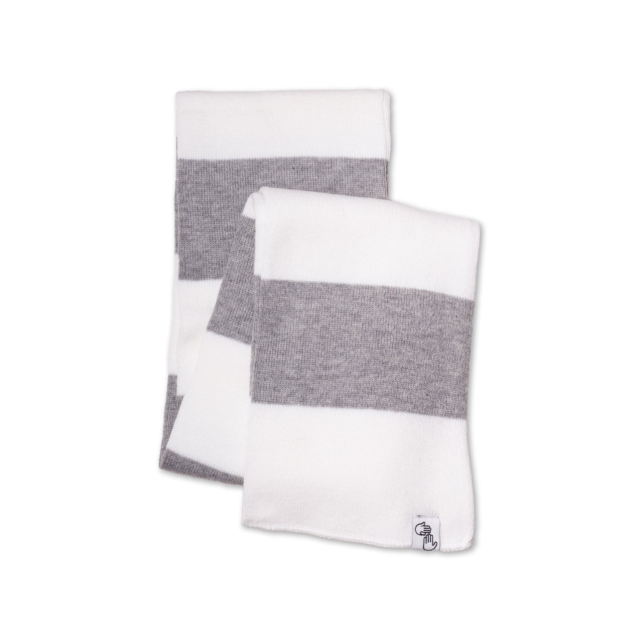 Striped Knit Scarf (White & Grey)